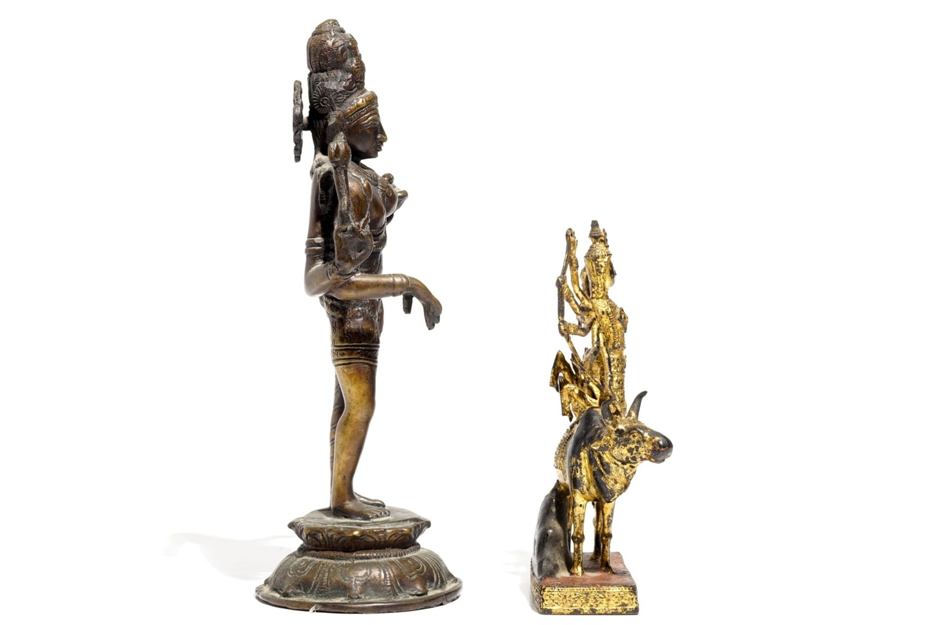 A bronze model of Shiva and a gilt bronze of Shiva on Nandi, India, 19th C. - Image 3 of 7