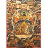 A Tibetan thangka depicting Chakrasamvara, 19/20th C.