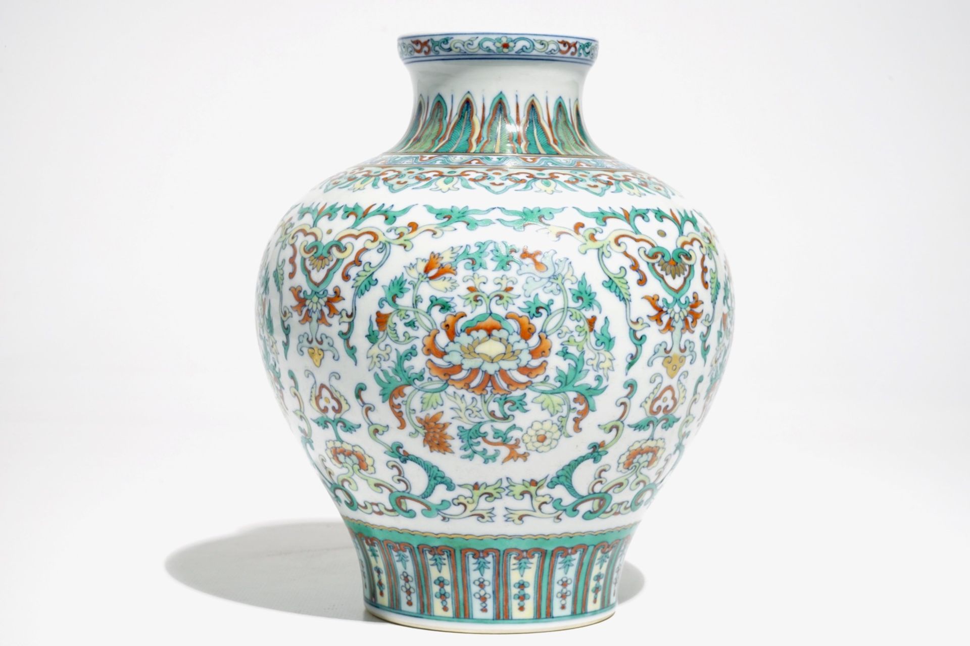 A Chinese doucai vase, Qianlong mark, 20th C.