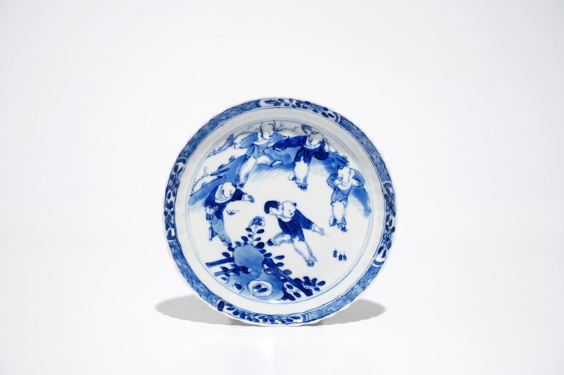 Six Chinese blue and white cups and saucers, Kangxi mark, 19th C. - Image 2 of 10