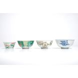 Four various Chinese famille rose and blue and white bowls, 19/20th C.