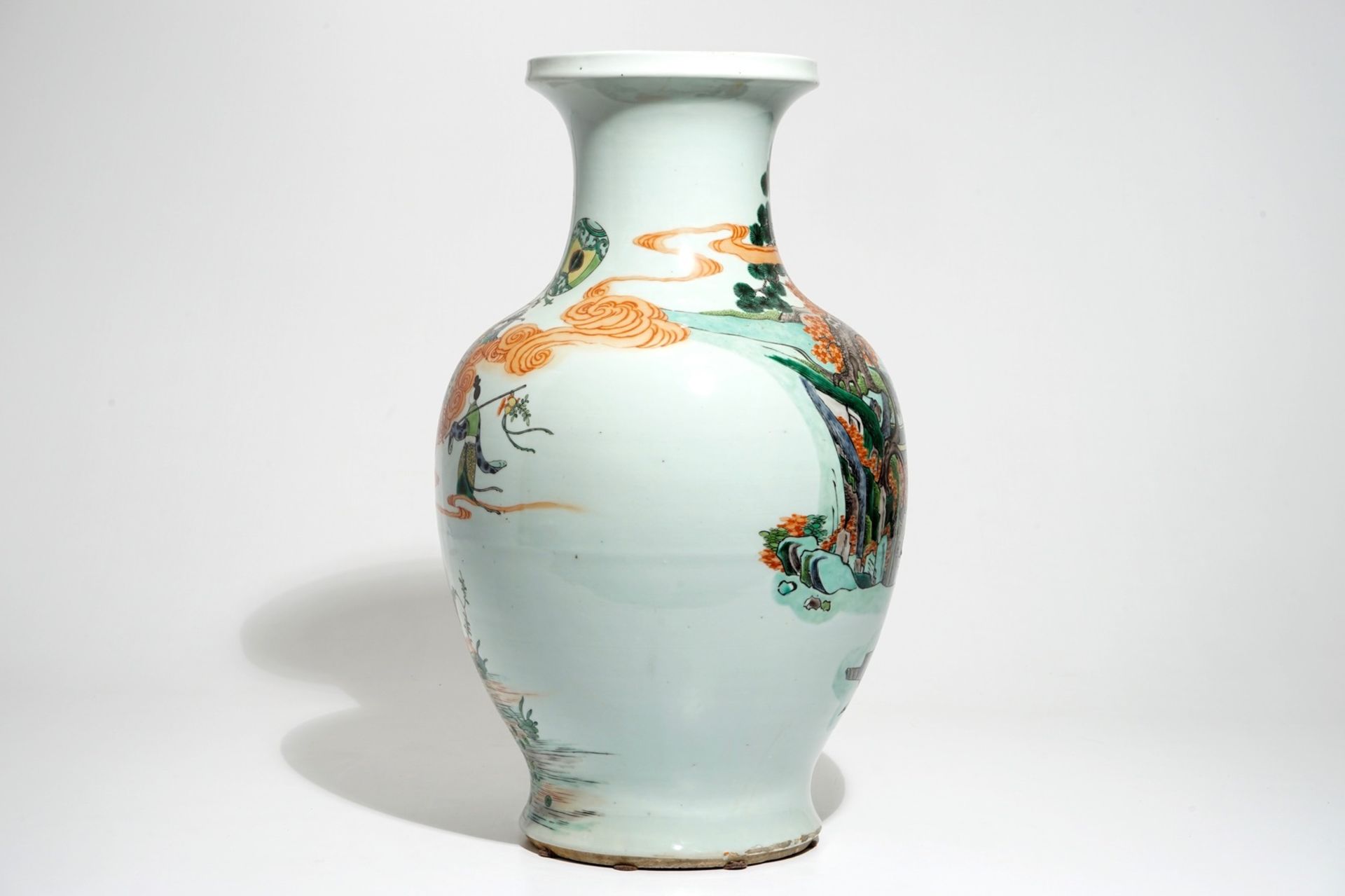 A large Chinese famille verte "Immortals" vase, 19th C. - Image 3 of 6
