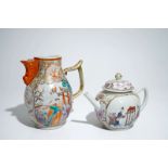 A Chinese famille rose mandarin jug and teapot with cover, Qianlong