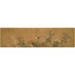 A Chinese horizontal floral subject painting on paper, 18/19th C.