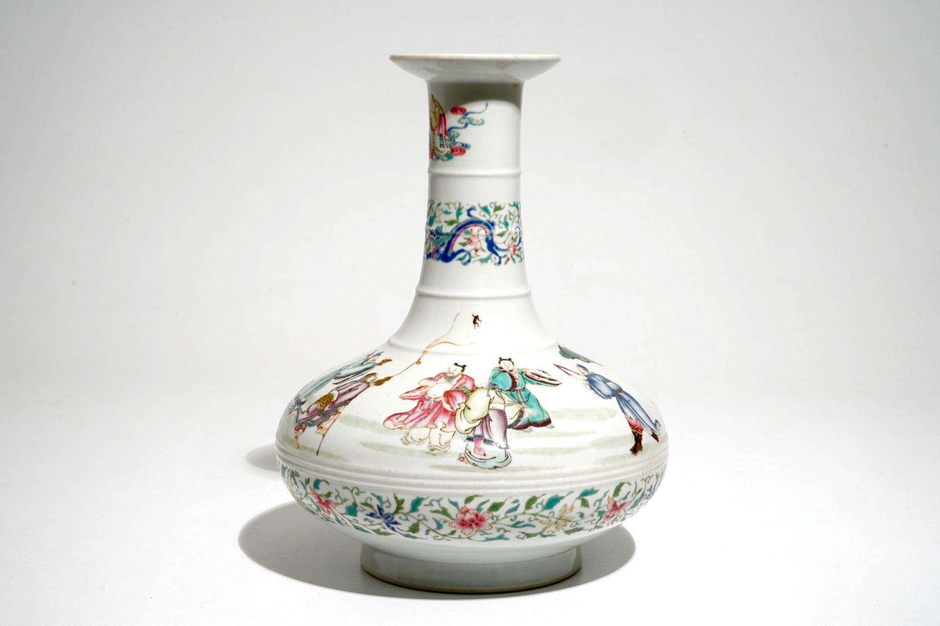 A Chinese famille rose vase with the eight immortals, 20th C. - Image 3 of 10