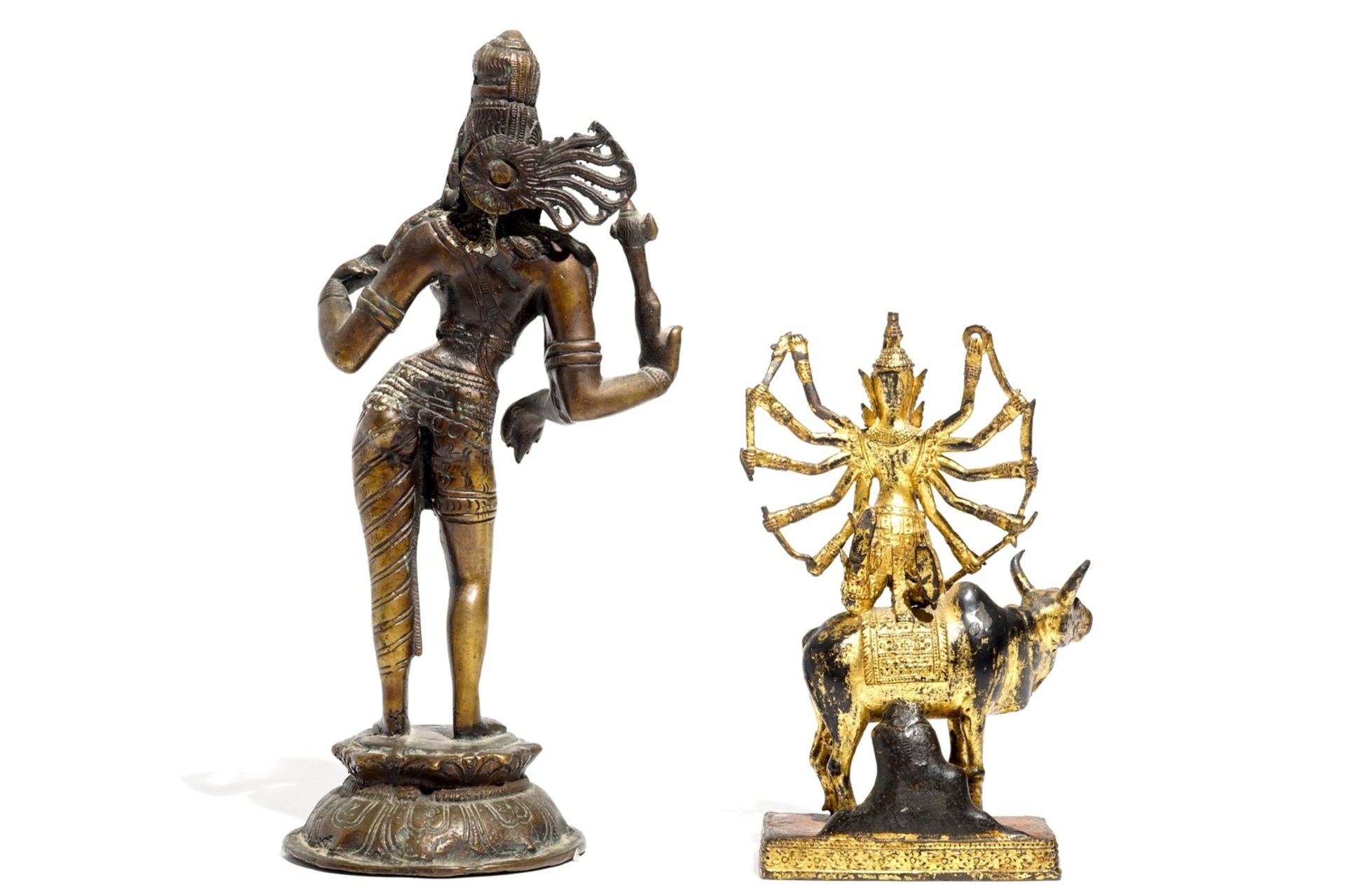 A bronze model of Shiva and a gilt bronze of Shiva on Nandi, India, 19th C. - Image 4 of 7