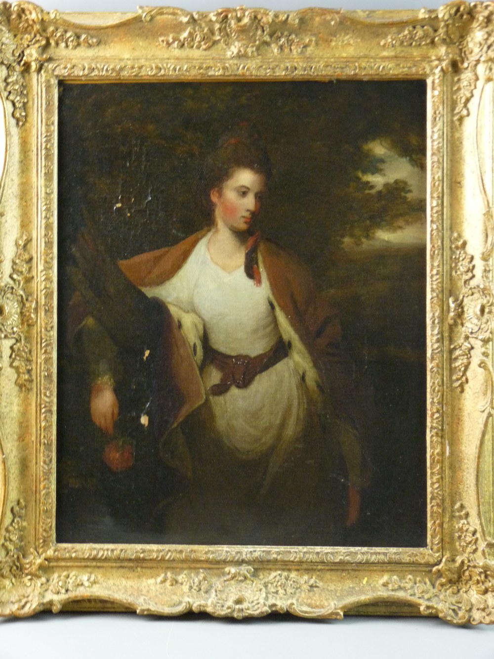 AFTER JOSHUA REYNOLDS oil on canvas - portrait in a landscape setting of 'Caroline', wife of the