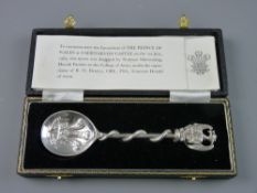 A CASED SILVER SPOON commemorating the Investiture of the Prince of Wales at Caernarfon on 1st July,