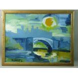 AFTER JAMES LAWRENCE ISHERWOOD oil on hardboard - Conwy Castle and Bridge, signed and dated 1971 and