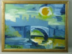AFTER JAMES LAWRENCE ISHERWOOD oil on hardboard - Conwy Castle and Bridge, signed and dated 1971 and