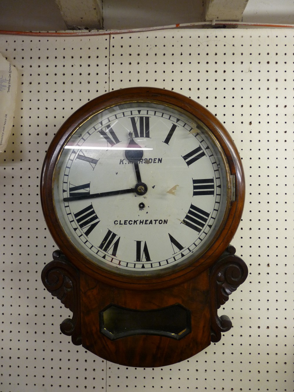A 19th CENTURY WALNUT CASED DROP DIAL WALL CLOCK, single fusee movement with pendulum and key, the