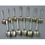 A PARCEL OF THIRTEEN MIXED SILVER TEASPOONS, 6.7 troy ozs