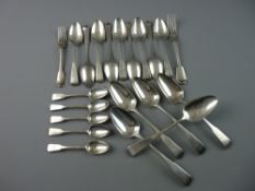 TWENTY PIECES OF SILVER FLATWARE, fiddle patterned of plain form and all bar one fork with