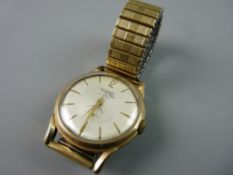 A GENT'S ALLENBY SEVENTEEN JEWEL CIRCULAR DIAL NINE CARAT GOLD ENCASED WRISTWATCH by Helsa with