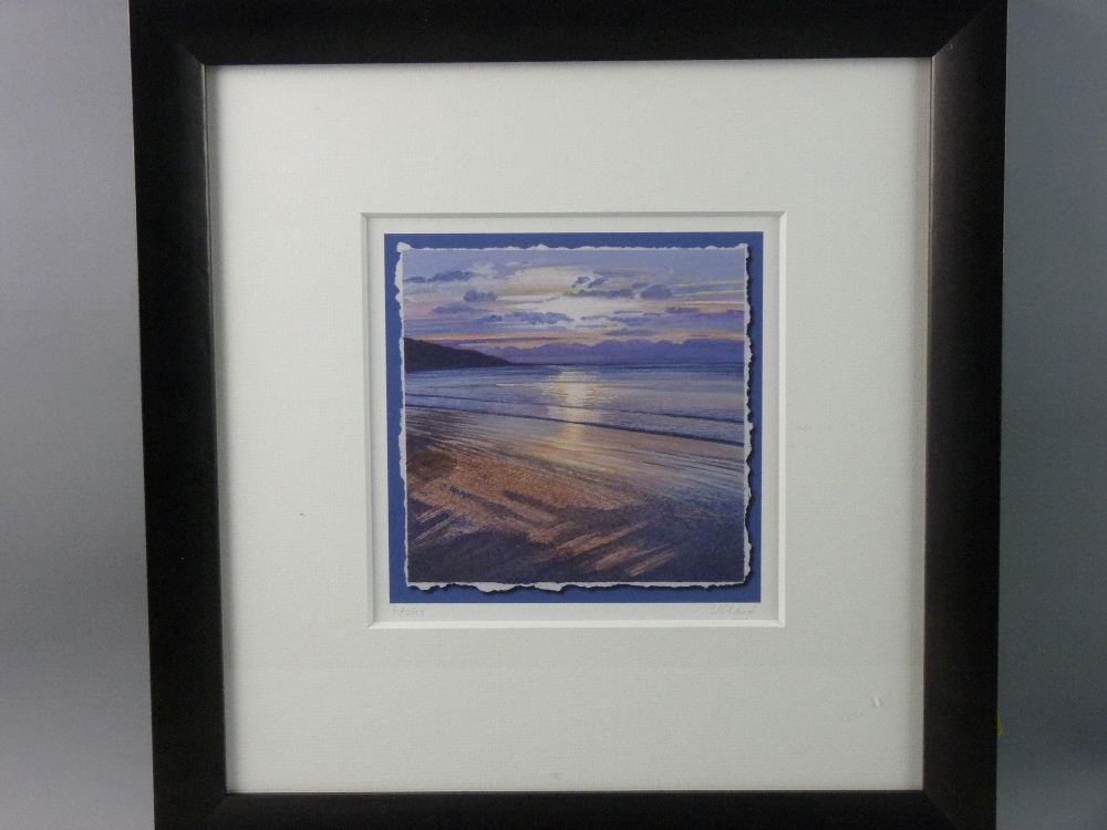 ULLAND limited edition (6/295) coloured print - sunset coastal scene, 20 x 20 cms