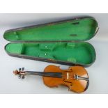 AN EARLY 20th CENTURY VIOLIN with interior label marked 'Fournier' with additional lettering to