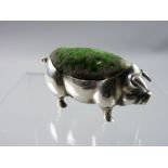 A SILVER PIN CUSHION PIG, 0.5 troy oz, Birmingham 1909