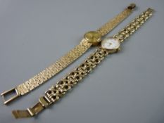 TWO LADY'S NINE CARAT GOLD WRISTWATCHES by Accurist & Tissot with nine carat gold straps, 37 grms