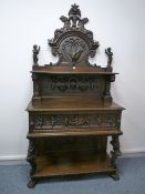 A CARVED CONTINENTAL BUFFET SIDEBOARD having profuse Renaissance style decoration including cherubic
