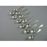 A SET OF TWELVE DELICATE SILVER COFFEE SPOONS with slim tapered handles having bright cut floral