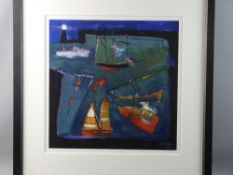 MODERN SCHOOL limited edition (12/295) coloured print - yachts, signed and originally dated '03,