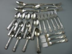 AN HARLEQUIN SUITE OF TWENTY SEVEN PIECES OF KING'S PATTERN SILVER CUTLERY - six teaspoons, 7.5 troy