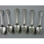 A SET OF SIX FIDDLE PATTERNED SILVER TEASPOONS, 4 troy ozs, Dublin 1832