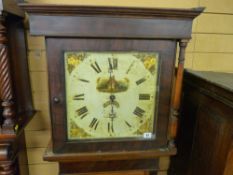 AN OAK AND MAHOGANY LONGCASE CLOCK, Lancaster maker, 14 ins square dial set with Roman numerals