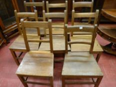 EIGHT ANTIQUE OAK FARMHOUSE CHAIRS (six near matching plus two others)