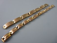 TWO NINE CARAT GOLD EXPANDING WATCH BRACELETS, 17.2 grms