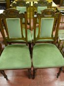 A GOOD SET OF FOUR SALON SIDE CHAIRS circa 1900 walnut with carved top rail, padded back centres and