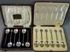 TWO CASED SETS OF SILVER SPOONS, Birmingham 1930 cocoa bean coffee spoons and six Birmingham 1936