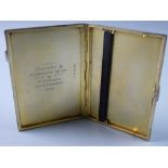 A BOXED ENGINE TURNED GENT'S SILVER CIGARETTE CASE, 6.5 troy ozs, Birmingham 1944, maker E J H,