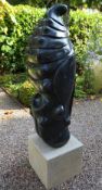 GLENN MORRIS - black Kilkenny limestone on Ancaster limestone base - a unique semi-abstract