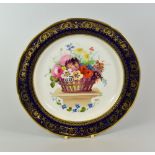 SWANSEA PORCELAIN PLATE DECORATED BY HENRY MORRIS FOR THE LYSAGHT SERVICE having a profusely