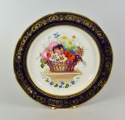 SWANSEA PORCELAIN PLATE DECORATED BY HENRY MORRIS FOR THE LYSAGHT SERVICE having a profusely