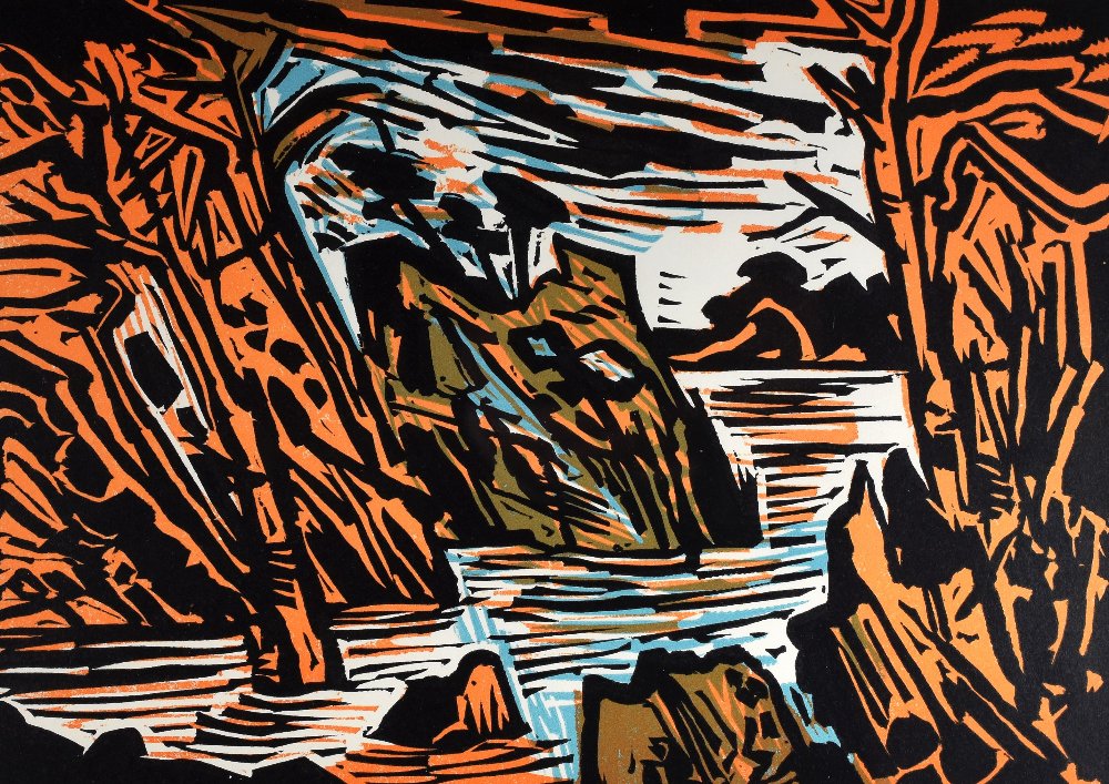 BERT ISAACS limited edition (28/100) woodcut - entitled 'Dorothea' 24 x 30cms