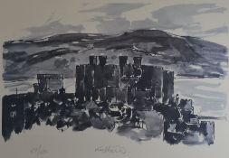 SIR KYFFIN WILLIAMS RA limited edition (231/500) print from colourwash - Conwy Castle from an