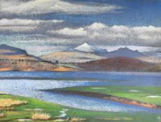 LIONEL GORDON BALIOL BRETT (4th Viscount Esher CBE) pastel - expansive landscape, monogrammed and