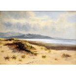 DANIEL SHERRIN oil on canvas - Conwy estuary with dunes and the Carneddau mountain range,