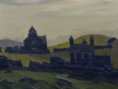 SIR KYFFIN WILLIAMS RA oil on canvas - an early morning sunrise over Llanrhwydrus church near