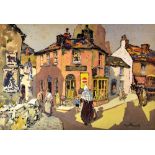 WILL EVANS watercolour - historically interesting view of a pre-war Swansea street featuring a