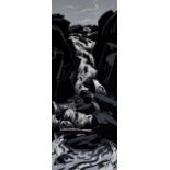 SIR KYFFIN WILLIAMS RA limited edition (90/100) print - Snowdonia waterfall, signed with initials,