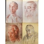 AUGUSTUS JOHN four unframed prints of pastel portraits - each head and shoulders of a gentleman,