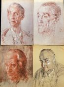 AUGUSTUS JOHN four unframed prints of pastel portraits - each head and shoulders of a gentleman,