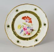 A SWANSEA PORCELAIN DESSERT PLATE finely decorated by Henry Morris with large spray of flowers to