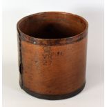 A WELSH VICTORIAN BEECH-WOOD GRAIN-MEASURE, impressed with cypher for Queen Victoria to the body and