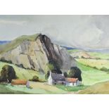 EDWARD WILLIAMS watercolour - Welsh landscape with farmstead, signed, 27 x 37cms