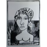 JOHN BELLANY limited edition (10/20) monochrome lithograph - portrait, entitled 'Celtic Maiden',