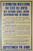 THE PARLIAMENTARY & JOINT LABOUR RECRUITING COMMITTEES letterpress on paper - 1916 Welsh language